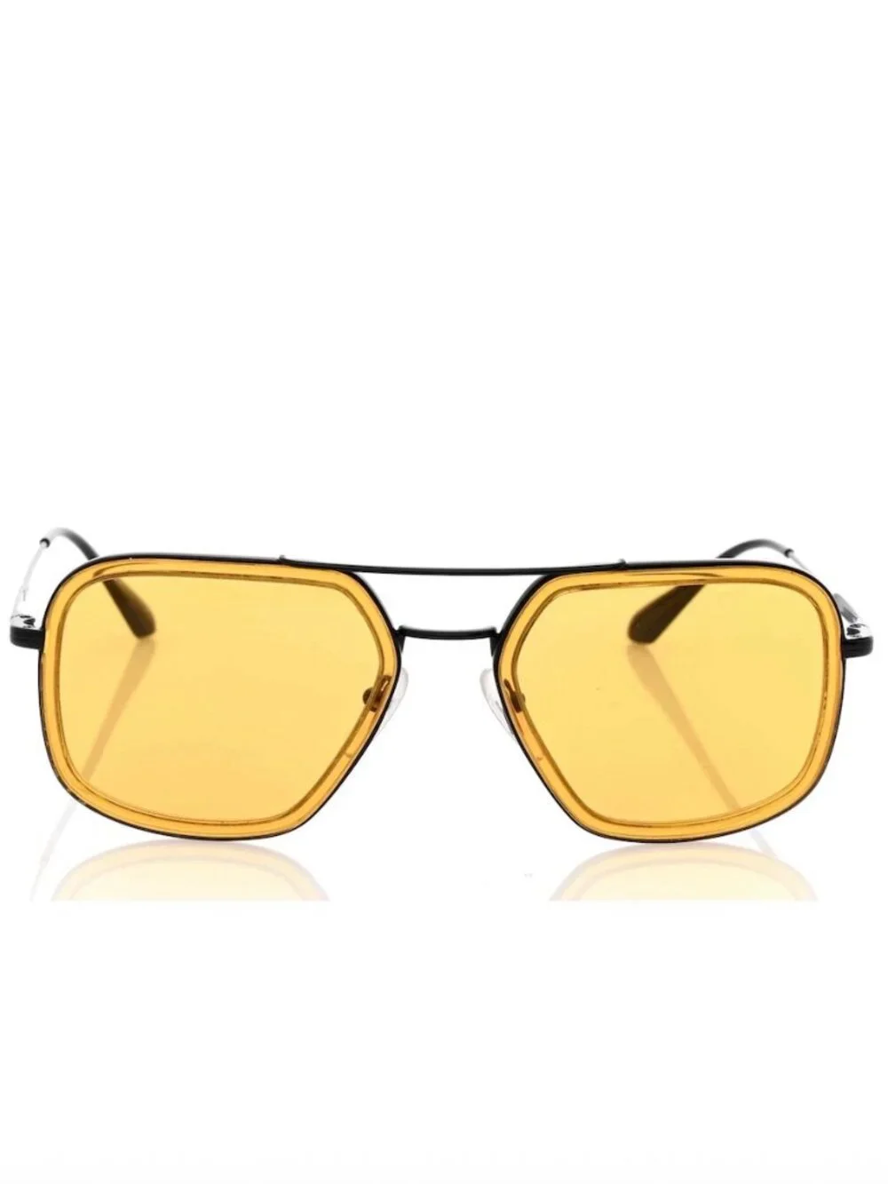 Prada Black + Yellow Aviator Sunglasses SPR 57X